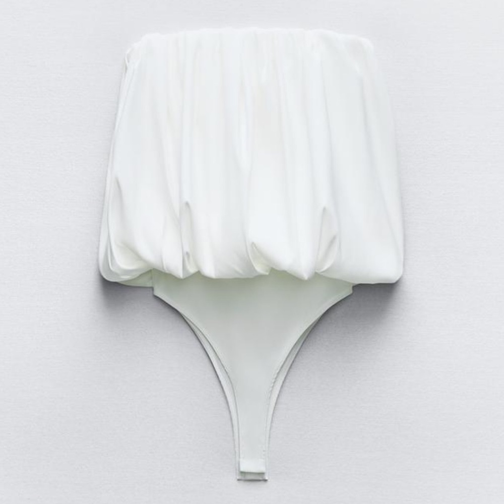 Zara White Voluminous Strapless Bodysuit